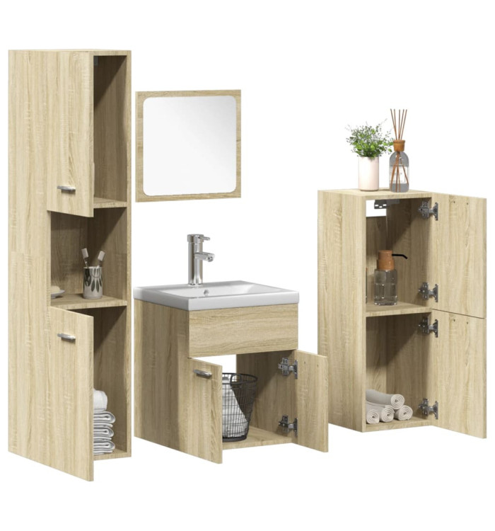 Ensemble de meubles de salle de bain 5 pcs chêne sonoma | Mobilier & Déco