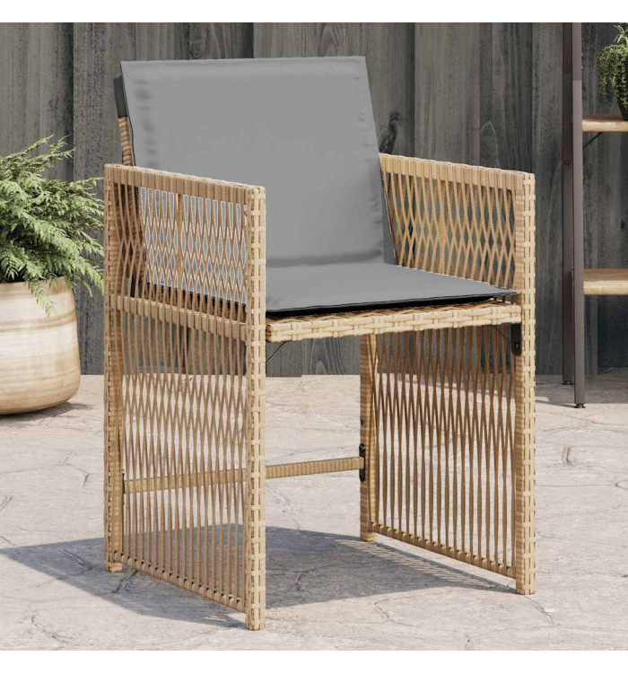 Chaises de jardin avec coussins lot de 4 mélange beige | Mobilier & Déco