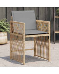 Chaises de jardin avec coussins lot de 4 mélange beige | Mobilier & Déco