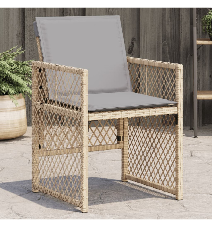 Chaises de jardin avec coussins lot de 4 mélange beige | Mobilier & Déco