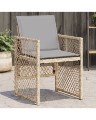 Chaises de jardin avec coussins lot de 4 mélange beige | Mobilier & Déco