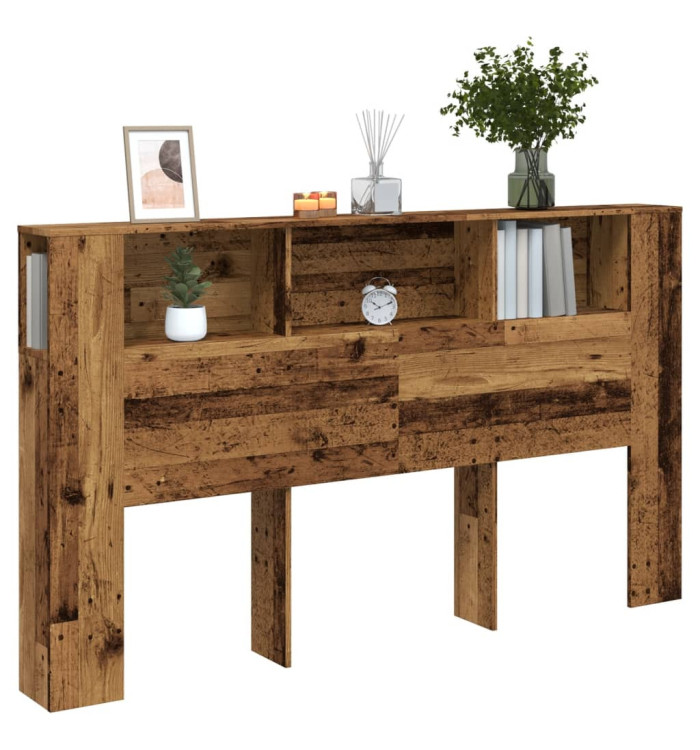 Armoire de tête de lit vieux bois 180x18,5x102,5 cm | Mobilier & Déco