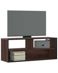 Meuble TV chêne marron 100x31x39,5cm bois d'ingénierie et métal | Mobilier & Déco
