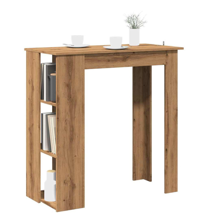 Table de bar avec étagère chêne artisanal bois d'ingénierie | Mobilier & Déco