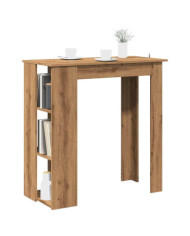 Table de bar avec étagère chêne artisanal bois d'ingénierie | Mobilier & Déco
