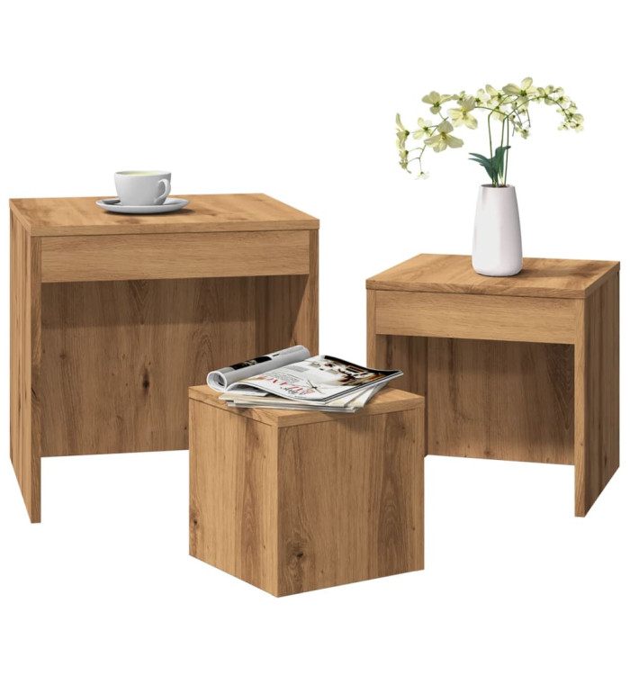 Tables gigognes 3 pcs chêne artisanal bois d'ingénierie | Mobilier & Déco