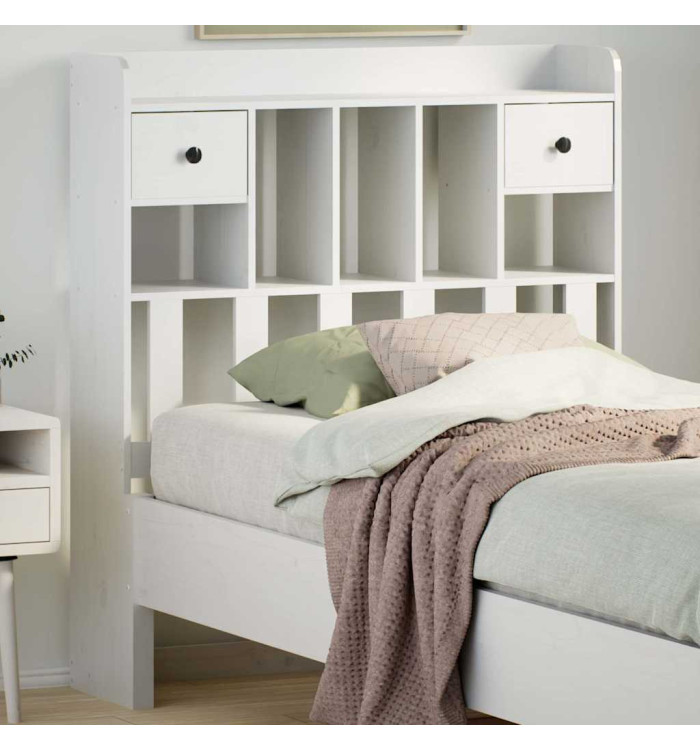 Tête de lit avec rangement blanc 100 cm bois massif de pin | Mobilier & Déco
