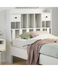 Tête de lit avec rangement blanc 100 cm bois massif de pin | Mobilier & Déco