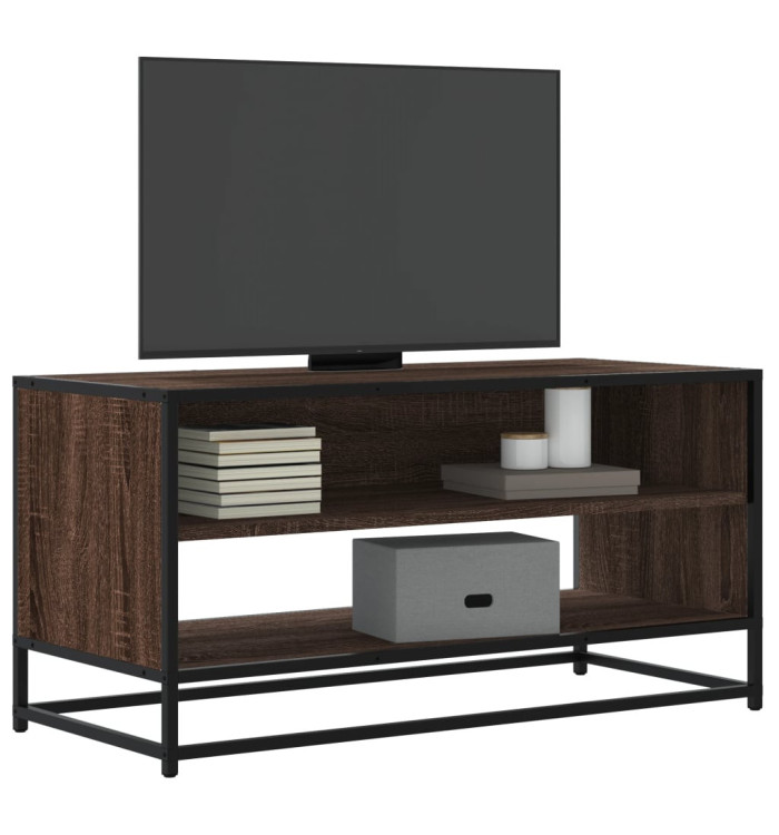 Meuble TV chêne marron 91x40x46 cm bois d'ingénierie et métal | Mobilier & Déco