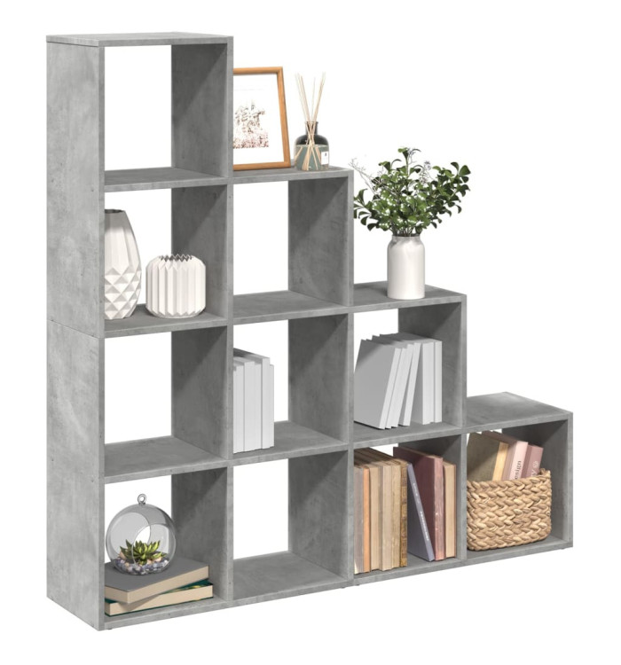 Étagère séparatrice de pièce à 4 niveaux gris béton | Mobilier & Déco