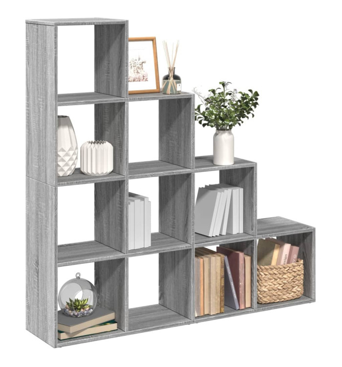 Étagère séparatrice de pièce 4 niveaux sonoma gris | Mobilier & Déco