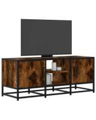 Meuble TV chêne fumé 100x35x41 cm bois d'ingénierie et métal | Mobilier & Déco
