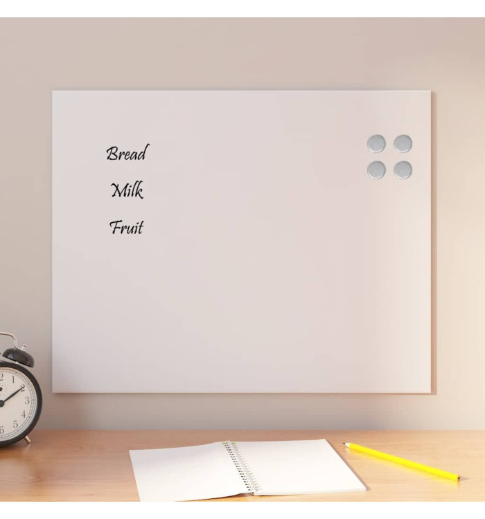 Tableau noir magnétique mural Blanc 50x40 cm Verre trempé | Mobilier & Déco