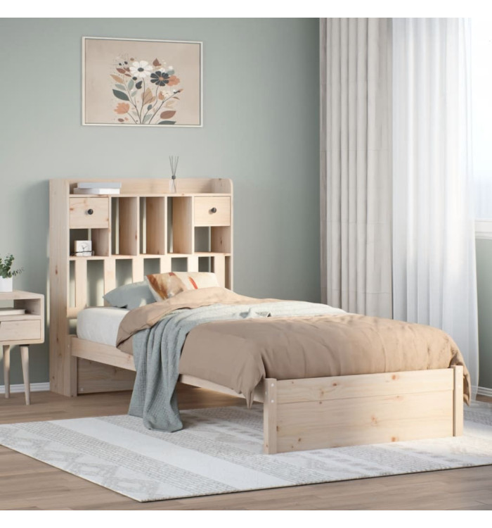 Lit bibliothèque sans matelas 90x190 cm bois de pin massif | Mobilier & Déco