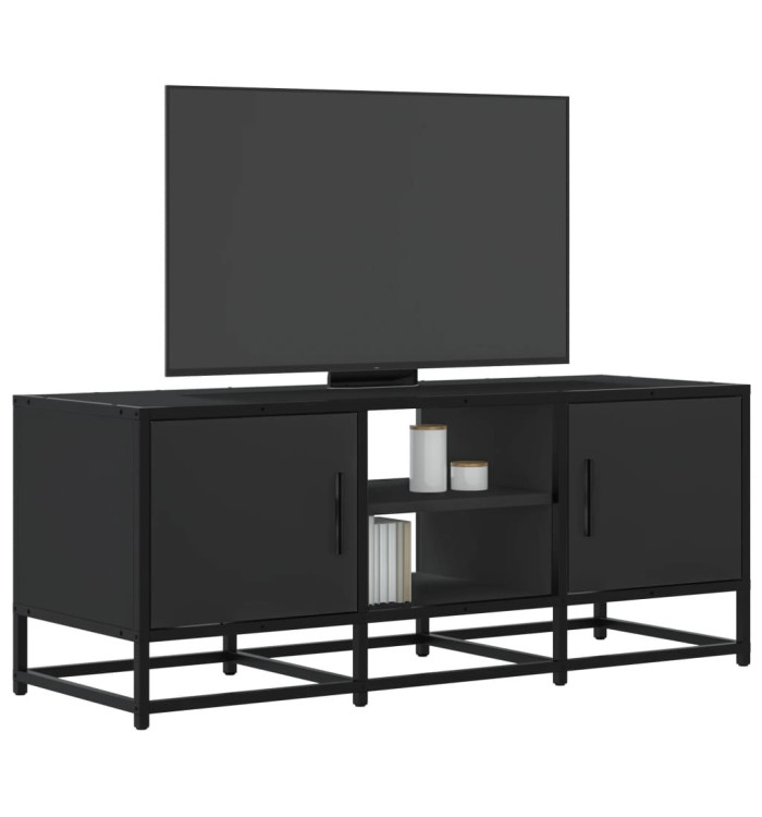 Meuble TV noir 100x35x41 cm bois d'ingénierie et métal | Mobilier & Déco