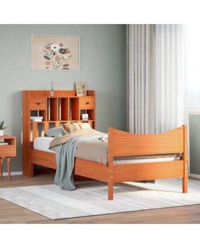 Cadre de lit sans matelas cire marron 75x190 cm bois pin massif | Mobilier & Déco