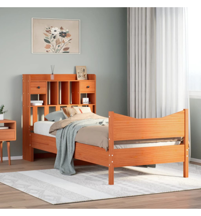 Cadre de lit sans matelas cire marron 75x190 cm bois pin massif | Mobilier & Déco