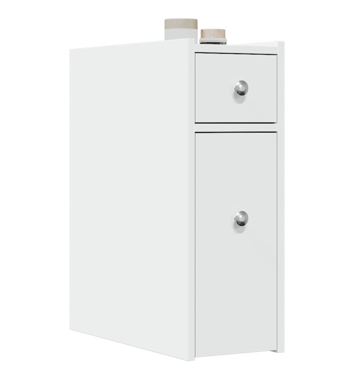 Armoire de salle de bain étroite avec roulettes blanc | Mobilier & Déco