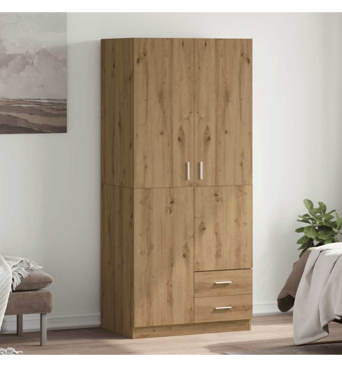 Garde-robe chêne artisanal 80x52x180 cm bois d'ingénierie | Mobilier & Déco