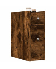 Armoire de salle de bain étroite avec roulettes chêne fumé | Mobilier & Déco
