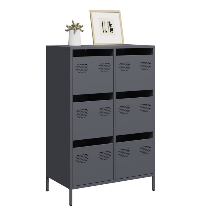 Buffet haut anthracite 68x39x101,5 cm acier | Mobilier & Déco