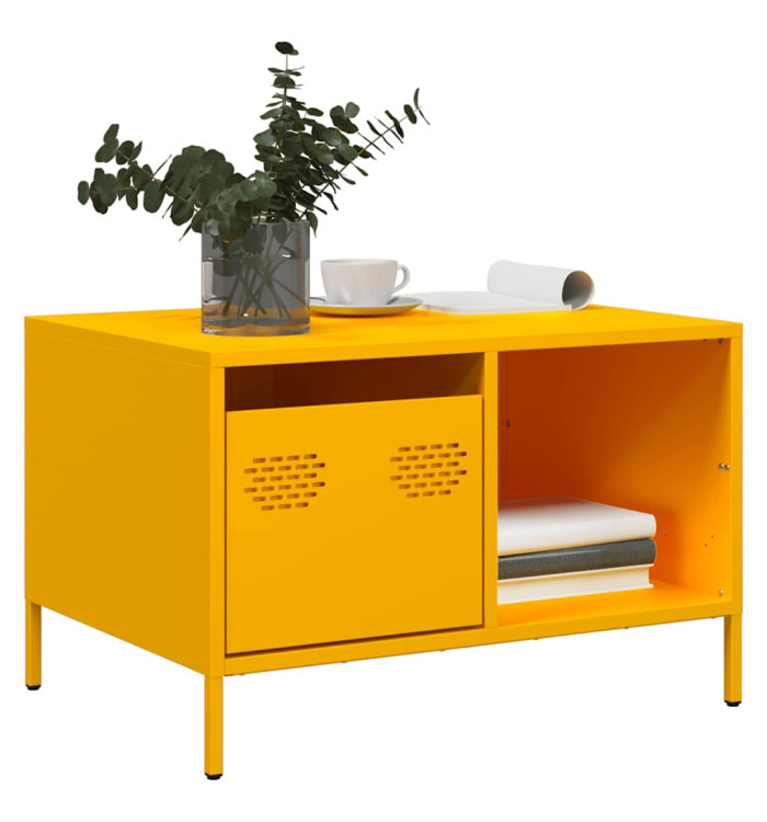 Table basse jaune moutarde 68,5x50x43,5 cm acier laminé à froid | Mobilier & Déco