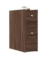 Armoire de salle de bain étroite avec roulettes chêne marron | Mobilier & Déco