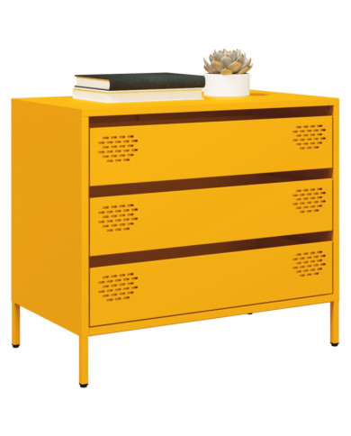 Buffet jaune moutarde 68x39x58,5 cm acier laminé à froid | Mobilier & Déco