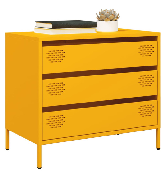 Buffet jaune moutarde 68x39x58,5 cm acier laminé à froid | Mobilier & Déco