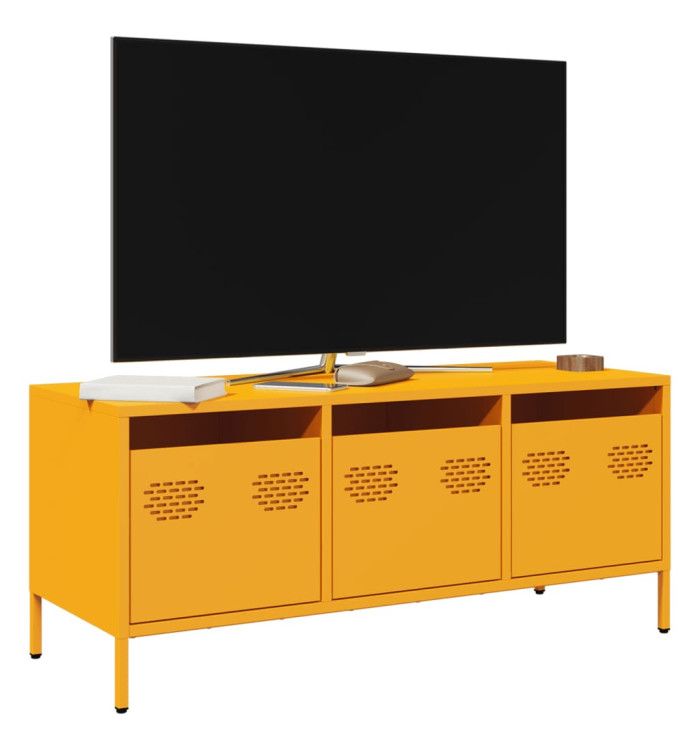 Meuble TV jaune moutarde 101,5x39x43,5 cm acier laminé à froid | Mobilier & Déco