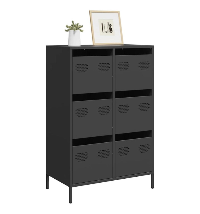 Buffet haut noir 68x39x101,5 cm acier | Mobilier & Déco