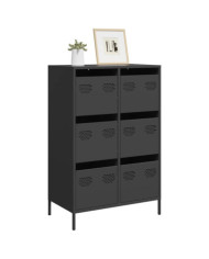 Buffet haut noir 68x39x101,5 cm acier | Mobilier & Déco