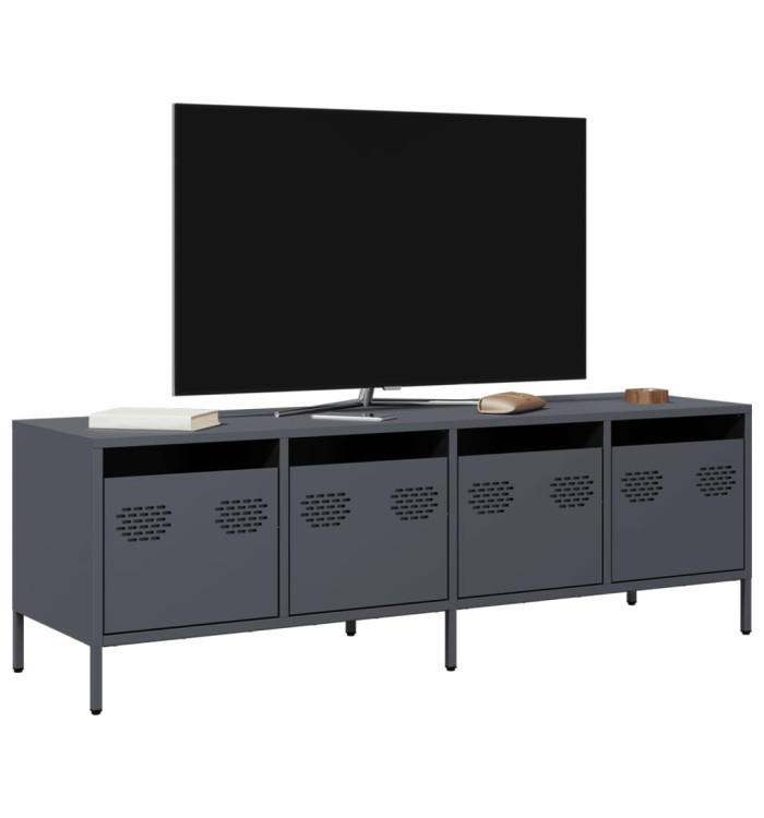 Meuble TV anthracite 135x39x43,5 cm acier laminé à froid | Mobilier & Déco