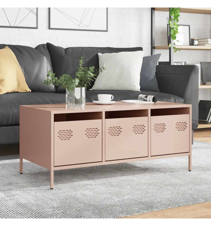 Table basse rose 101,5x50x43,5 cm acier laminé à froid | Mobilier & Déco