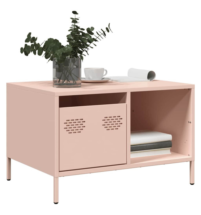 Table basse rose 68,5x50x43,5 cm acier laminé à froid | Mobilier & Déco