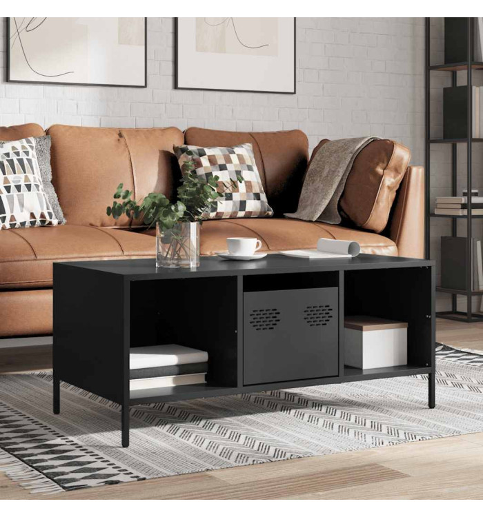 Table basse noir 101,5x50x43,5 cm acier laminé à froid | Mobilier & Déco