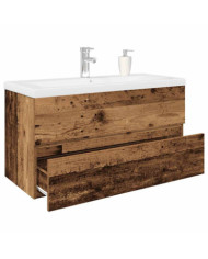 Meuble lavabo avec bassin et robinet intégrés vieux bois | Mobilier & Déco