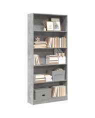 Bibliothèque gris béton 80x24x176 cm bois d'ingénierie | Mobilier & Déco