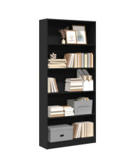 Bibliothèque noir 80x24x176 cm bois d'ingénierie | Mobilier & Déco
