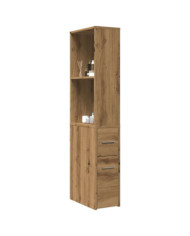 Armoire de salle de bain étroite avec roulettes chêne artisanal | Mobilier & Déco