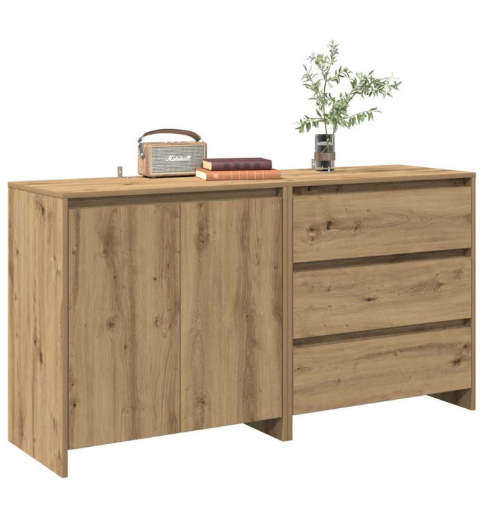 Buffet 2 pcs chêne artisanal bois d'ingénierie | Mobilier & Déco