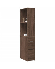 Armoire de salle de bain étroite avec roulettes chêne marron | Mobilier & Déco
