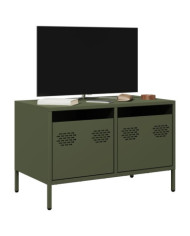 Meuble TV vert olive 68x39x43,5 cm acier laminé à froid | Mobilier & Déco