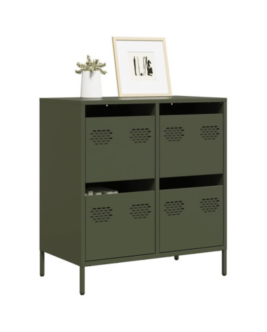 Buffet vert olive 68x39x73,5 cm acier laminé à froid | Mobilier & Déco