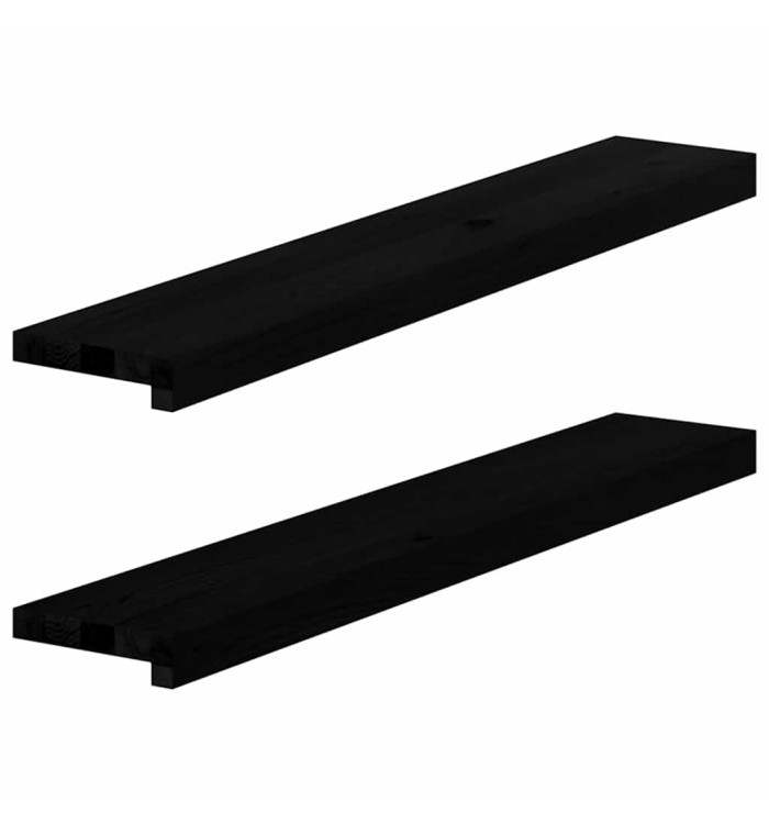 Appuis de fenêtre 2 pcs marron foncé bois de chêne massif | Mobilier & Déco