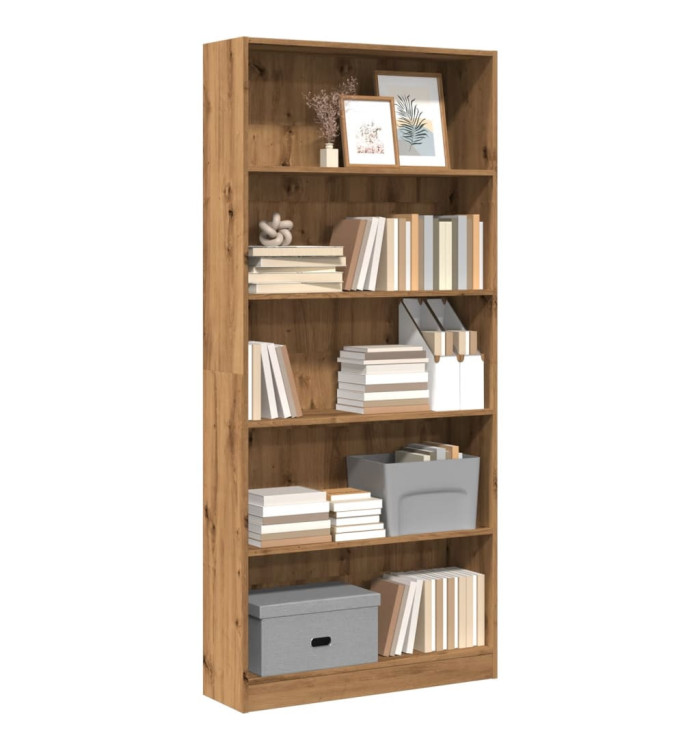 Bibliothèque chêne artisanal 80x24x176 cm bois d'ingénierie | Mobilier & Déco