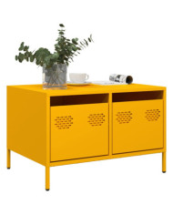 Meuble TV jaune moutarde 68x50x43,5 cm acier laminé à froid | Mobilier & Déco