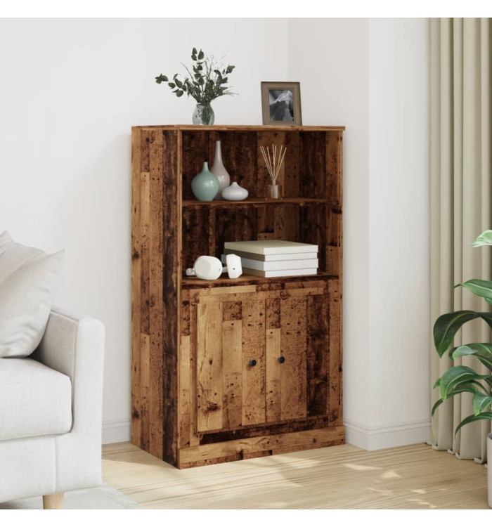 Buffet haut vieux bois 60x35,5x103,5 cm bois d'ingénierie | Mobilier & Déco