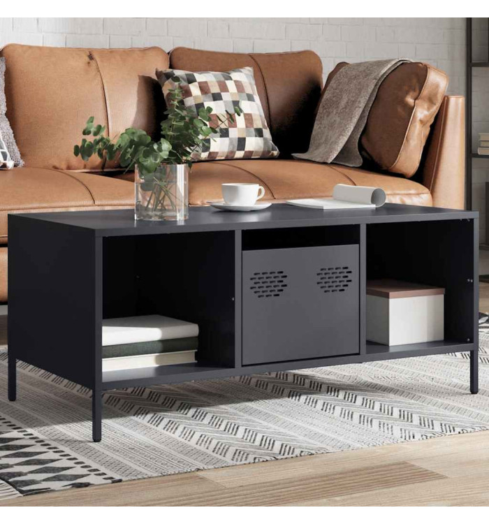 Table basse anthracite 101,5x50x43,5 cm acier laminé à froid | Mobilier & Déco