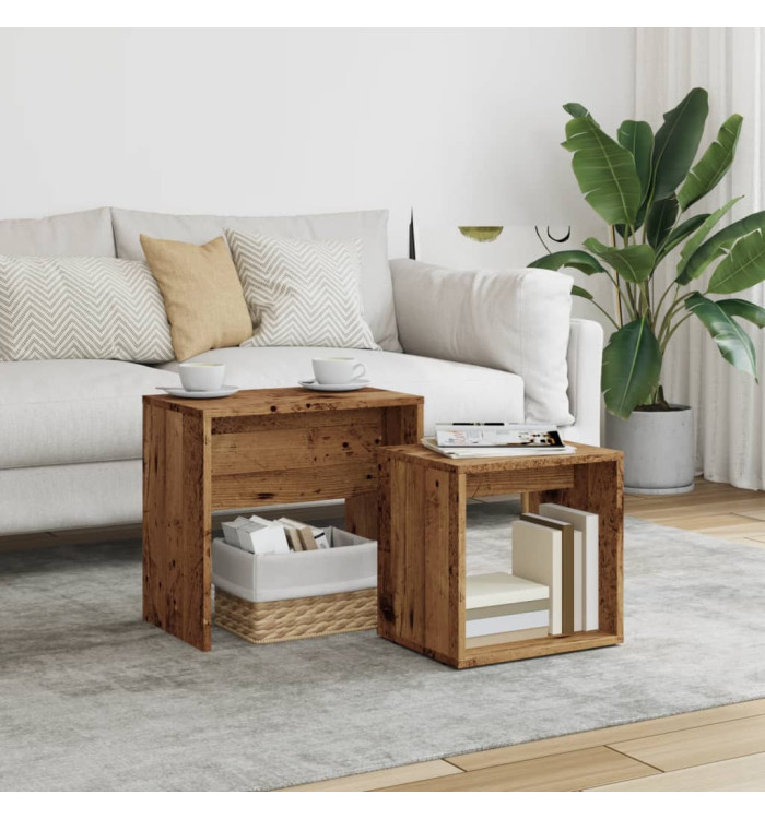 Tables basses gigognes 2 pcs vieux bois bois d'ingénierie | Mobilier & Déco